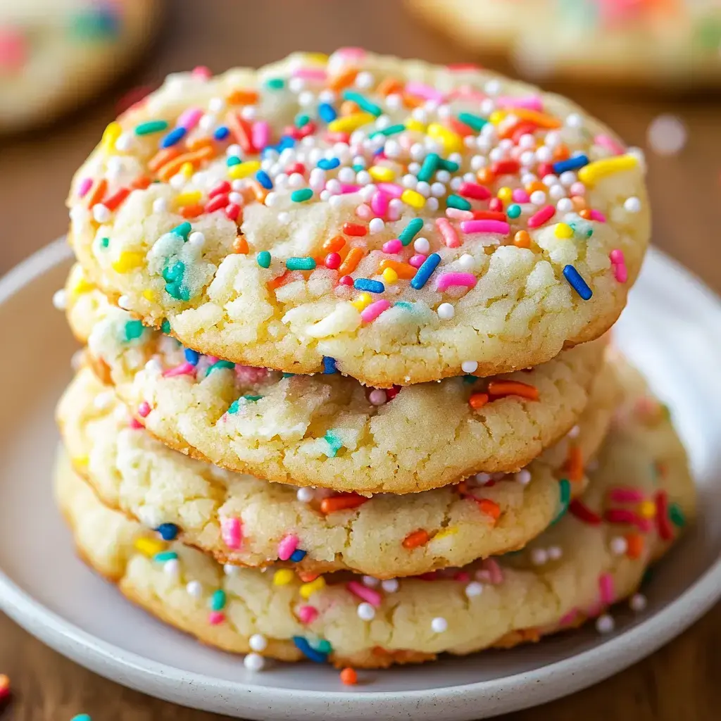 A bunch of colorful cookies piled up on a little white plate.